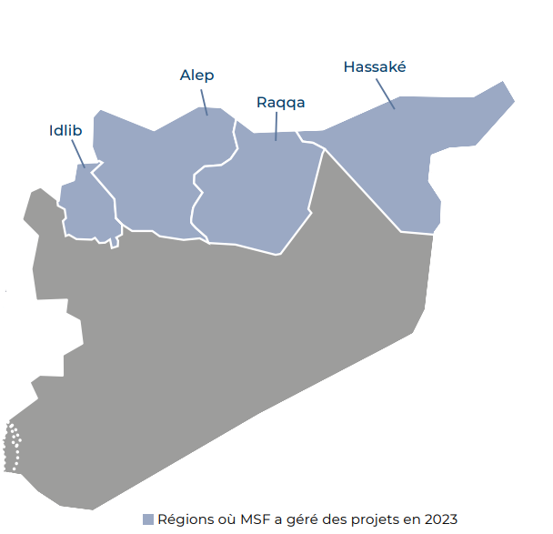 carte où MSF est actif en Syrie