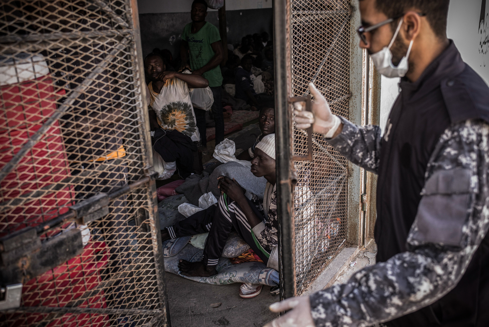 Een archiefbeeld uit het detentiecentrum van Abu Salim in Tripoli.