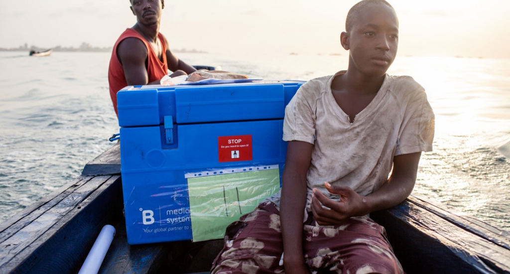 Artsen Zonder Grenzen vaccineert tegen mazelen in Conakry, Guinée.